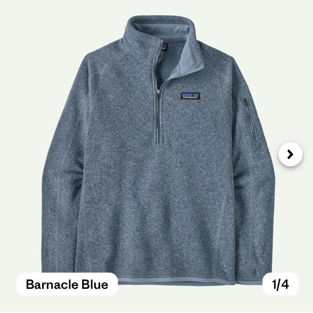 Patagonia Better Sweater 1/4 Zip Blue Small